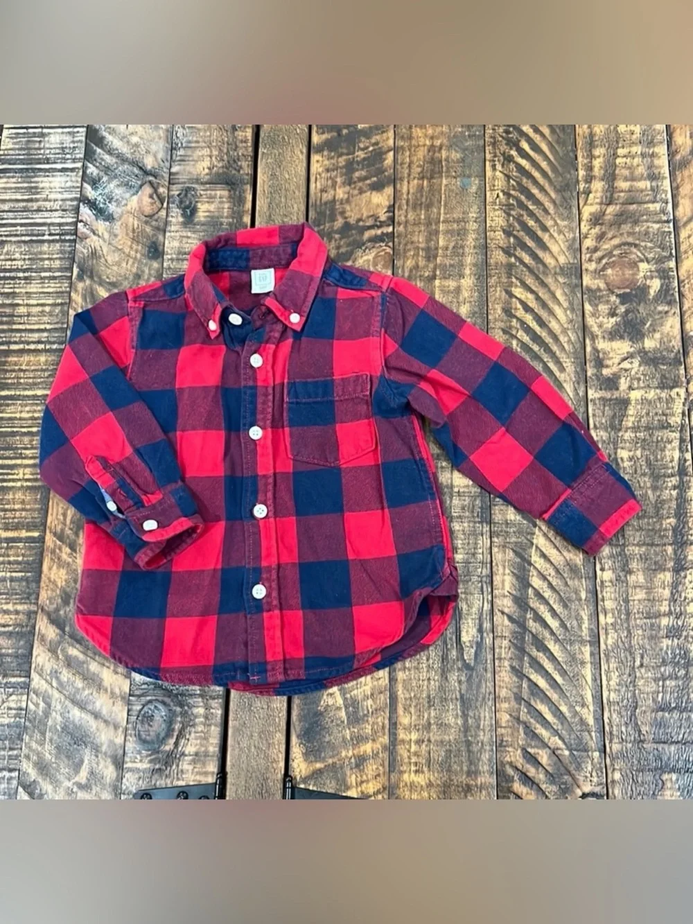 Gap red plaid long sleeve flannel shirt toddler 2T